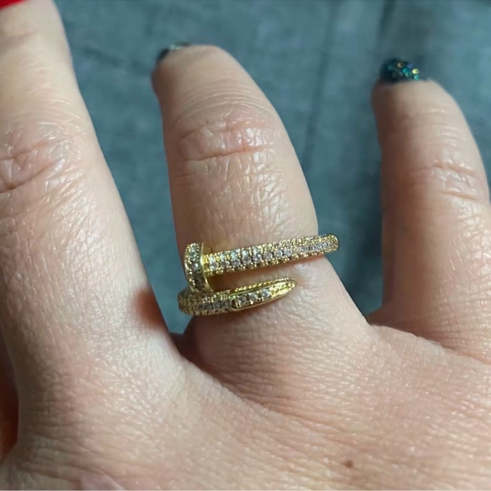 Juste Un Clou Nail Gold Zirconia Ring - Picture 5 of 12